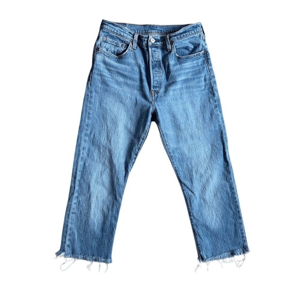 Levi's 501 Straight Leg Jeans Frayed Hem Size 29 Blue